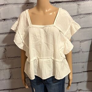 NWOT C&C California Butterfly Dolman Sleeve Top 100% Gauze Cotton Size Large